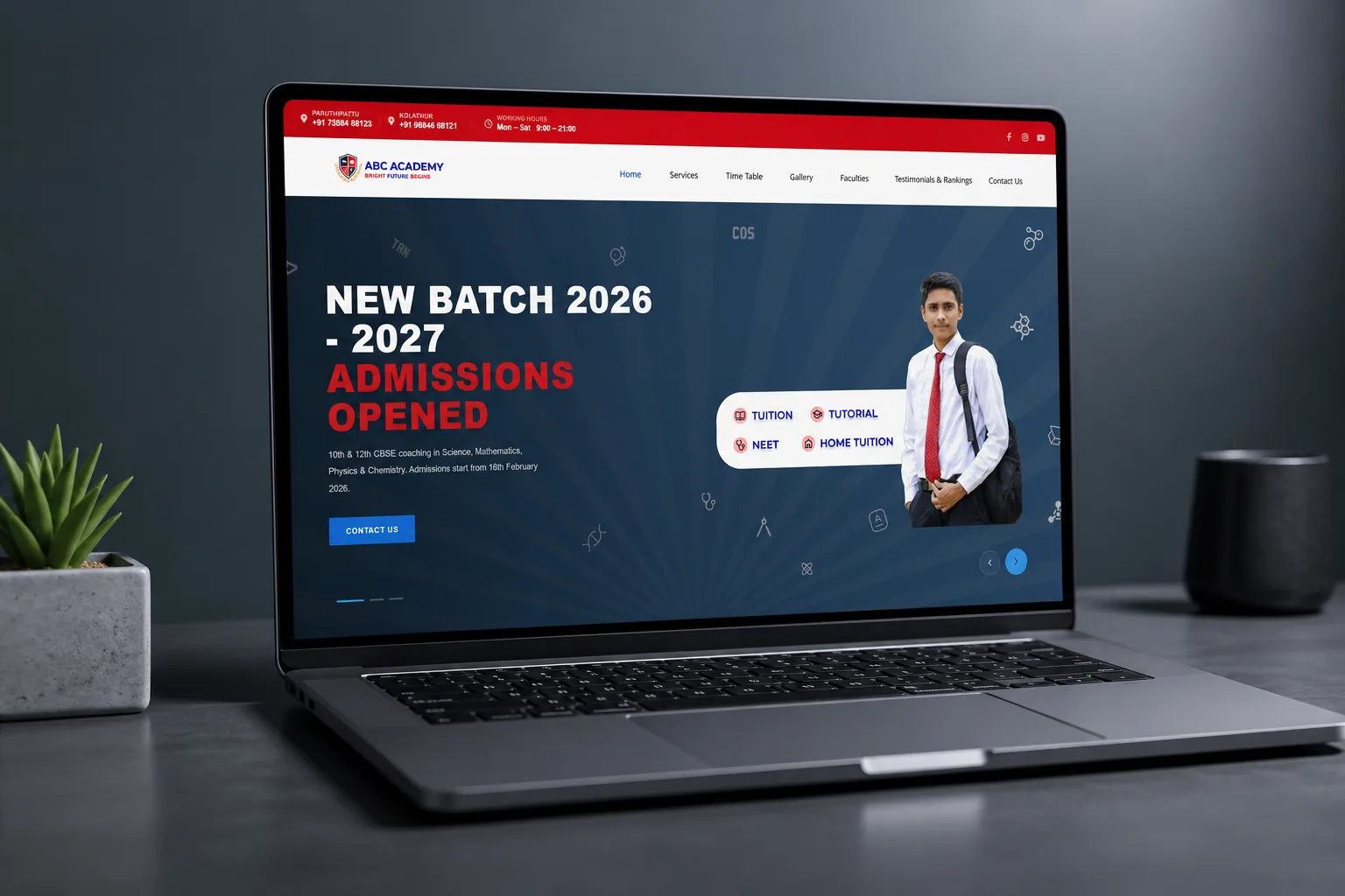 ABC Academy website design by Oviyas Design Studio