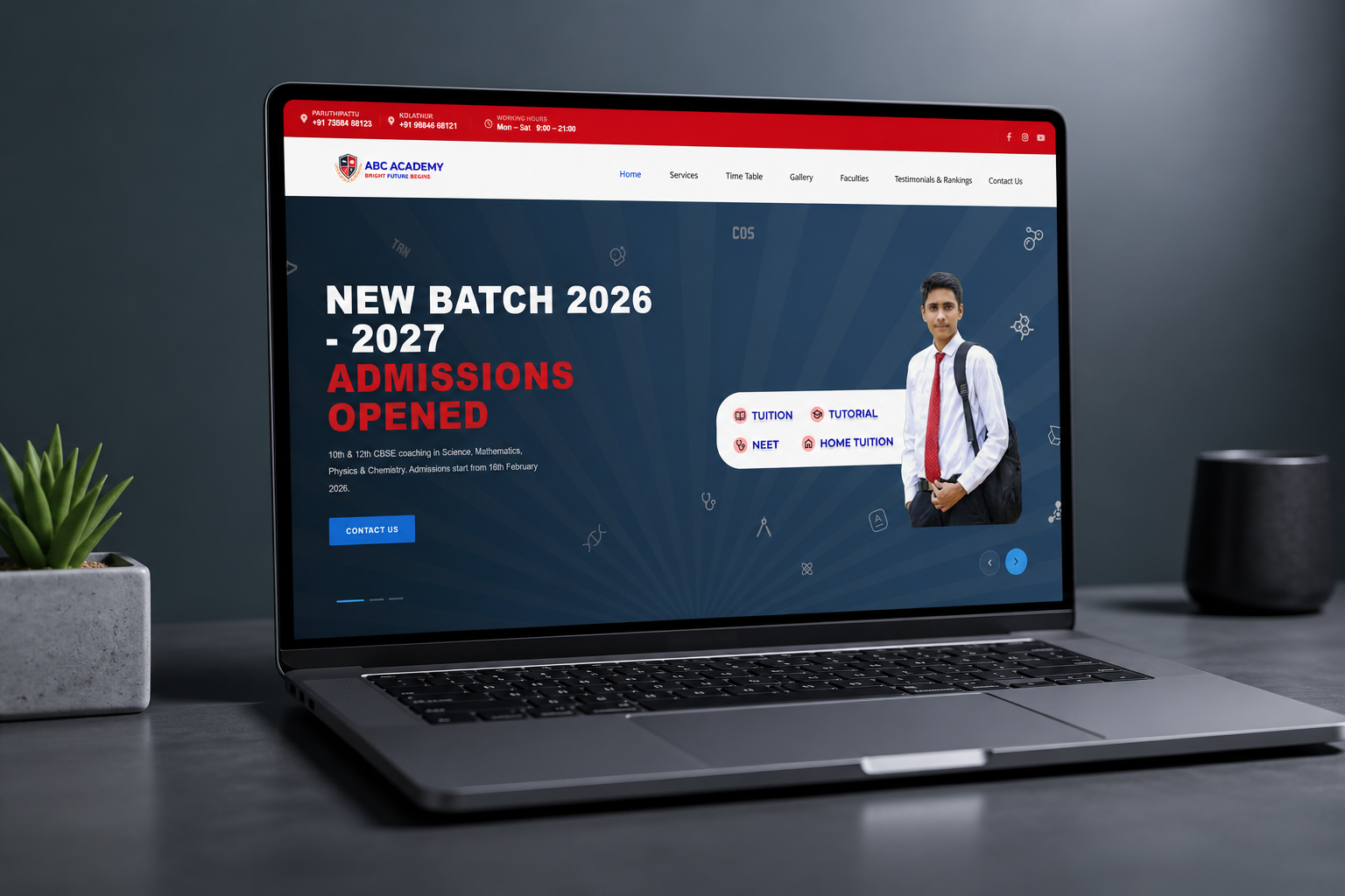 ABC Academy website mockup